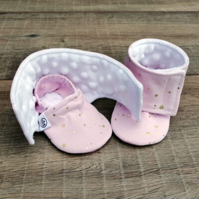 Topli škorenjčki - Roza z zlatimi pikicami